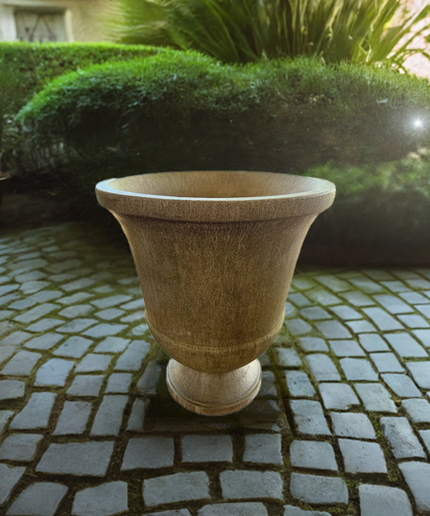 Campania Pascal 23" W x 28" H Round Large Cast Stone Urn Planter P-664-AL - Aged Limestone