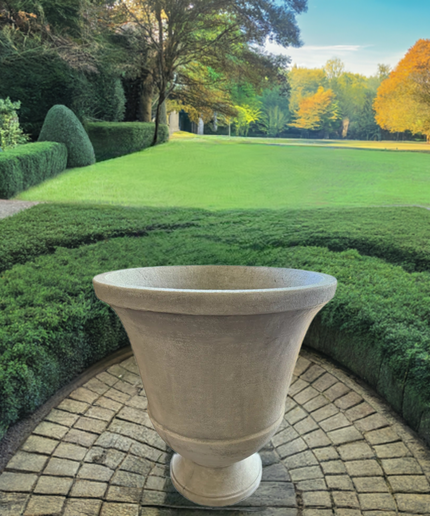 Campania Pascal 23" W x 28" H Round Large Cast Stone Urn Planter P-664-GS - Greystone