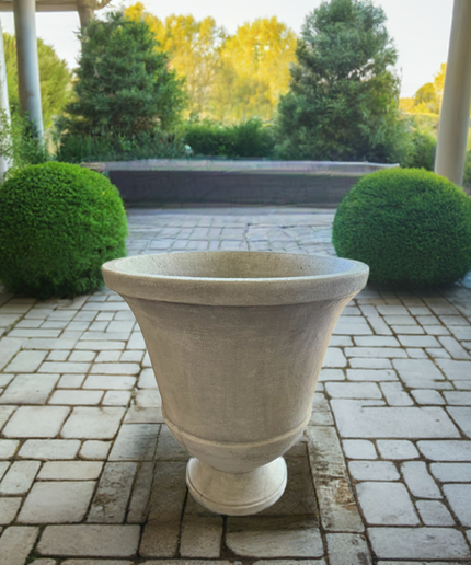 Campania Pascal 23" W x 28" H Round Large Cast Stone Urn Planter P-664-GS - Greystone