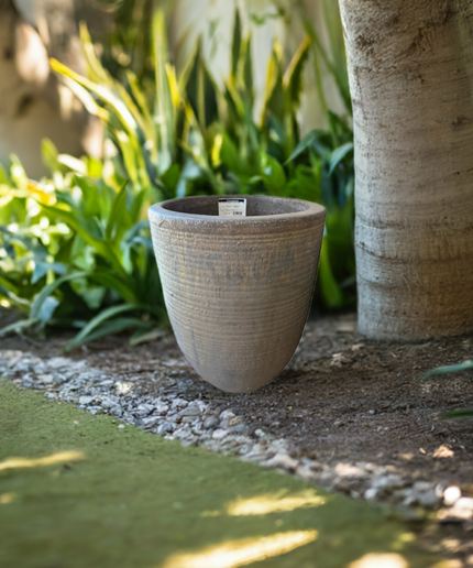 Campania Riga 12.5" W x 16.50" H Round Small Glazed Clay Planter 8107-4102 - Bronze