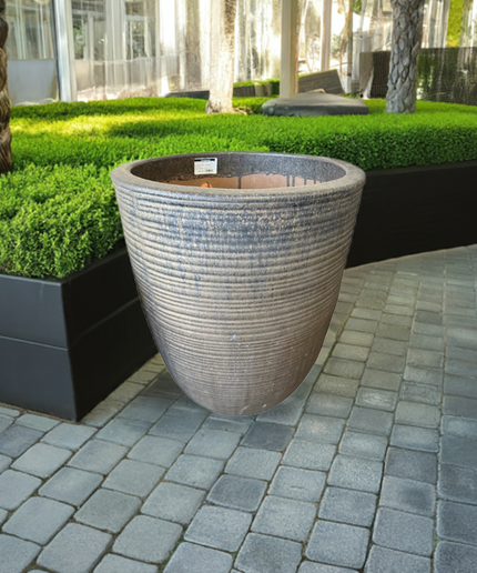Campania Riga 20.5" W x 27" H Round Large Glazed Clay Planter 8107-4100 - Bronze