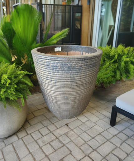 Campania Riga 20.5" W x 27" H Round Large Glazed Clay Planter 8107-4100 - Bronze