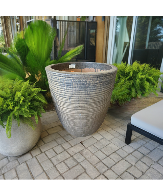 Campania Riga 20.5" W x 27" H Round Large Glazed Clay Planter 8107-4100 - Bronze