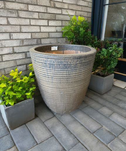 Campania Riga 20.5" W x 27" H Round Large Glazed Clay Planter 8107-4100 - Bronze
