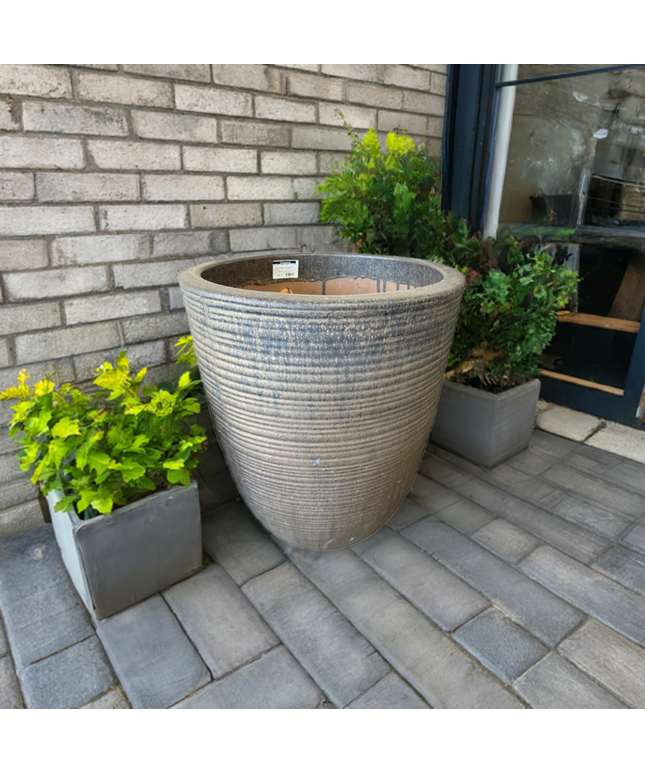 large round pot plant Campania Riga 20.5" W x 27" H Round Large Glazed Clay Planter 8107-410 – CALWEST