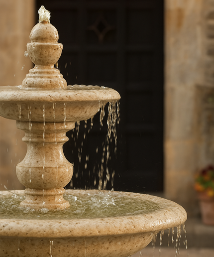 Campania Caterina 82" W x 64" H Cast Stone Fountain in Basin FT-193-AL - Aged Limestone