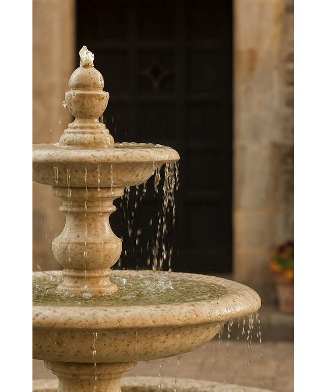 Campania Caterina 82" W x 64" H Cast Stone Fountain in Basin FT-193-AL - Aged Limestone