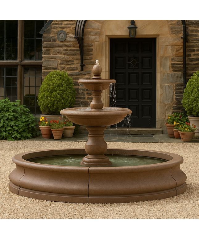 Campania Caterina 82" W x 64" H Cast Stone Fountain in Basin FT-193-PN - Pietra Nuova