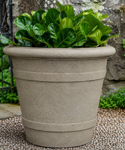 Campania Certosa 28" W x 22.5" H Round Cast Stone Planter P-819-GS - Greystone