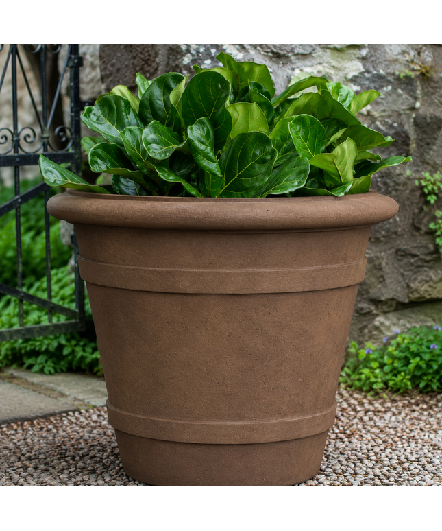 Campania Certosa 28" W x 22.5" H Round Cast Stone Planter P-819-PN - Pietra Nuova