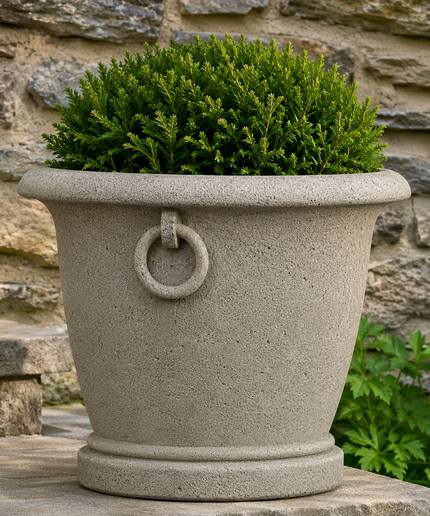 Campania Chartwell 23.5" W x 18" H Round Large Cast Stone Planter P-940-GS - Greystone