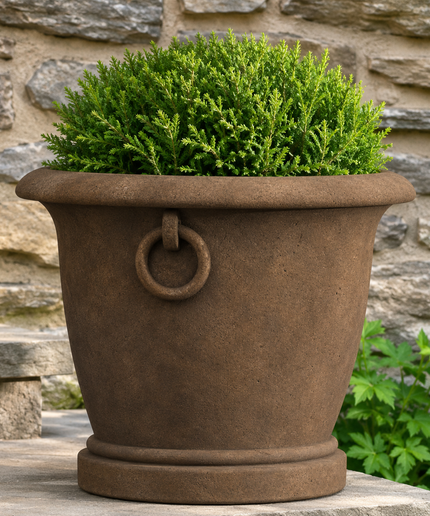 Campania Chartwell 23.5" W x 18" H Round Large Cast Stone Planter P-940-PN - Pietra Nuova