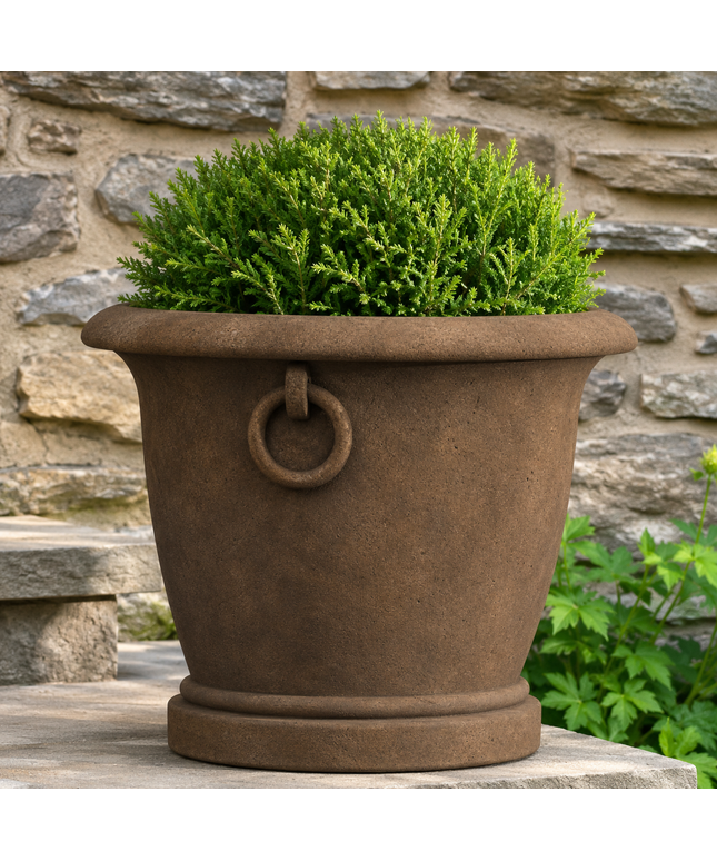 Campania Chartwell 23.5" W x 18" H Round Large Cast Stone Planter P-940-PN - Pietra Nuova