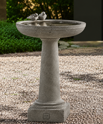 Campania Juliet 24" L x 22" W x 34" H Cast Stone Birdbath B-143-GS - Greystone