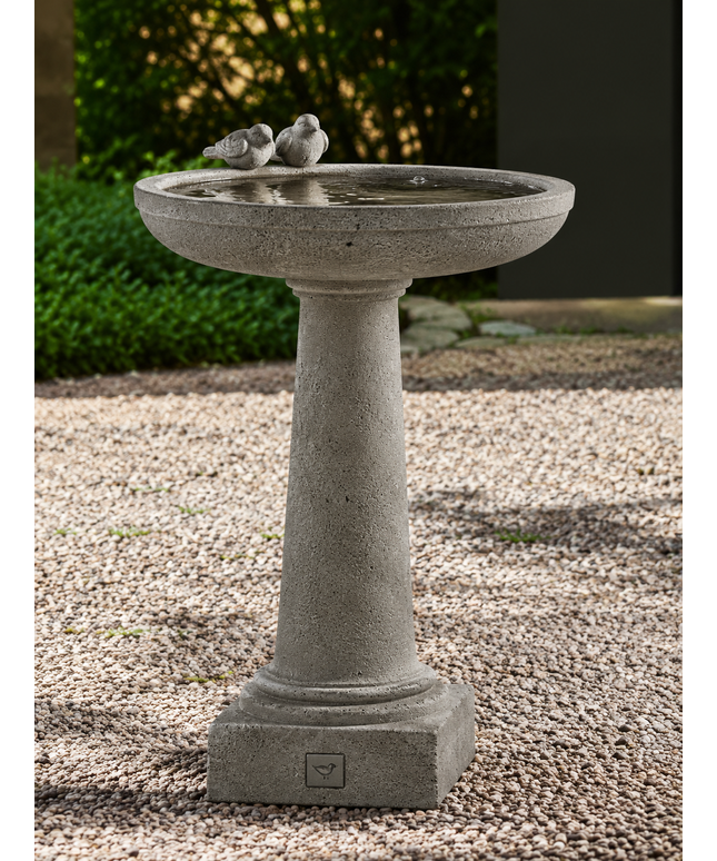 Campania Juliet 24" L x 22" W x 34" H Cast Stone Birdbath B-143-GS - Greystone