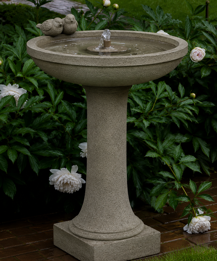 Campania Juliet 27.25" L x 24.75" W x 37" H Cast Stone Birdbath Fountain FT-310-GS - Greystone
