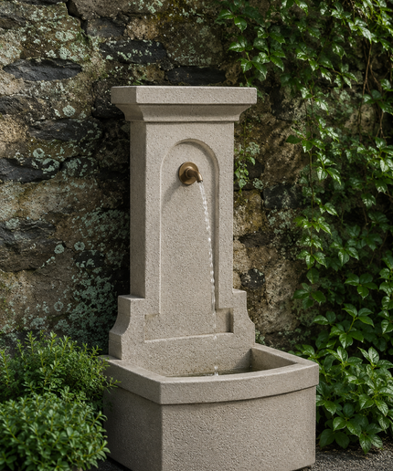 Campania Loggia 18.5" L x 16.25" W x 39.25" H Cast Stone Wall Fountain FT-352-GS - Greystone