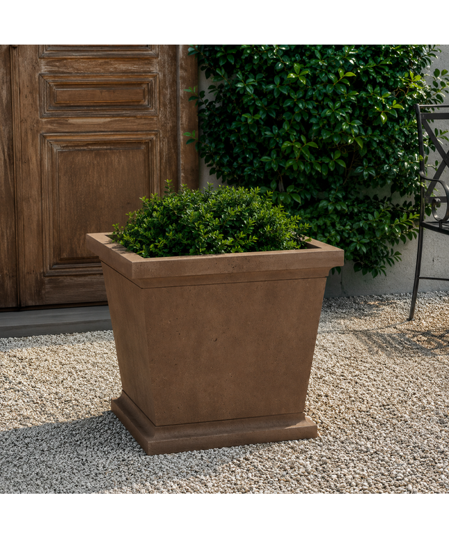 Campania Madison 23.5" W x 21.5" H Square Cast Stone Planter P-873-PN - Pietra Nuova