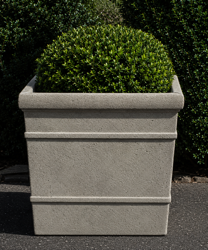Campania Marin 22.25" W x 19" H Small Square Cast Stone Planter P-737-GS - Greystone