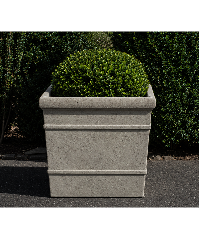Campania Marin 22.25" W x 19" H Small Square Cast Stone Planter P-737-GS - Greystone