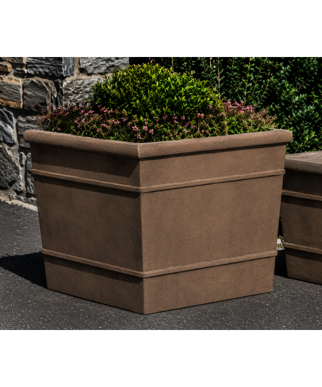 Campania Marin 28.5" W x 24.75" H Large Square Cast Stone Planter P-736-PN - Pietra Nuova