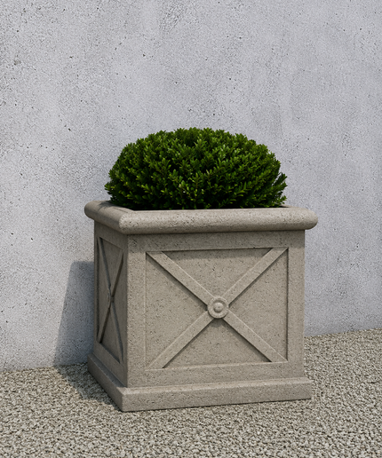 Campania Montparnasse 30" W x 28.25" H Large Square Cast Stone Planter P-778-GS - Greystone