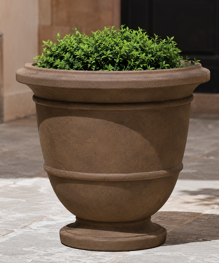 Campania Relais 24" W x 21.75" H Round Large Cast Stone Urn Planter P-575-PN - Pietra Nuova