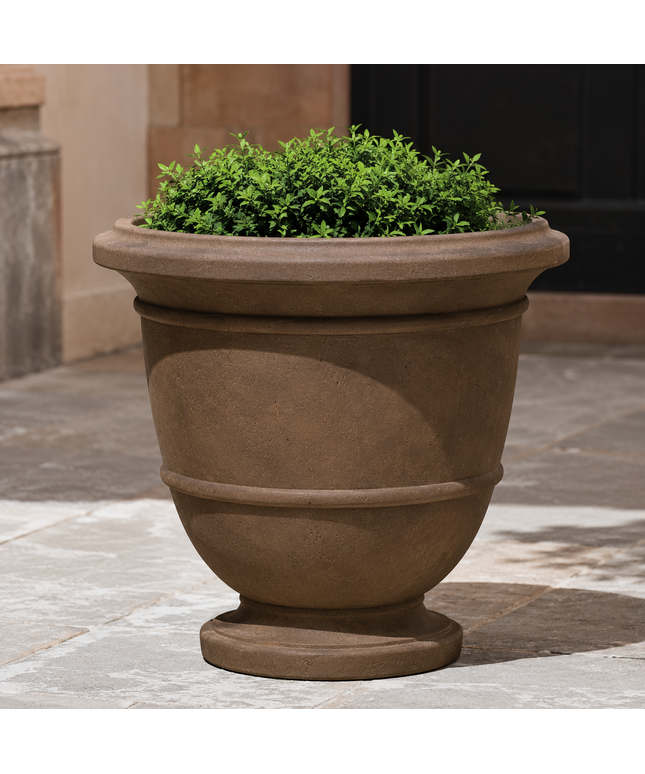 Campania Relais 24" W x 21.75" H Round Large Cast Stone Urn Planter P-575-PN - Pietra Nuova