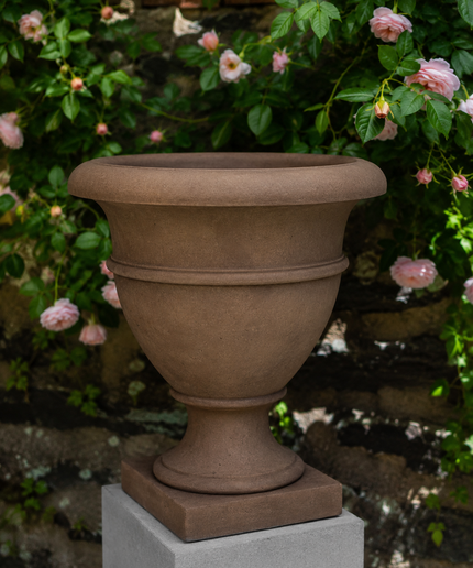 Campania St. James 14.25" W x 15.5" H Round Cast Stone Urn Planter P-840-PN - Pietra Nuova