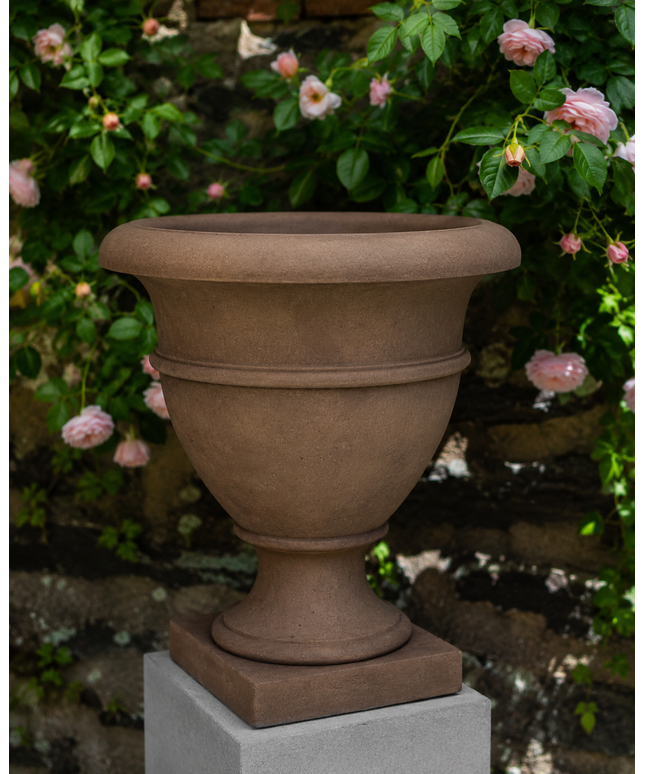 Campania St. James 14.25" W x 15.5" H Round Cast Stone Urn Planter P-840-PN - Pietra Nuova