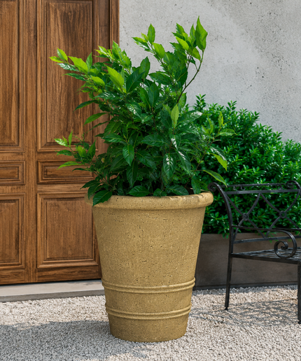 Campania Urbino 32" W x 36" H Round Extra Large Cast Stone Planter P-856-AL - Aged Limestone