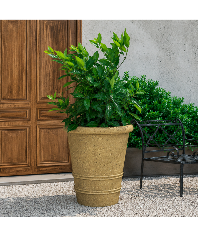 Campania Urbino 32" W x 36" H Round Extra Large Cast Stone Planter P-856-AL - Aged Limestone