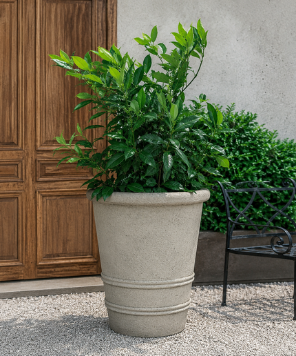 Campania Urbino 32" W x 36" H Round Extra Large Cast Stone Planter P-856-GS - Greystone