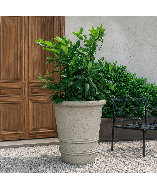 Campania Urbino 32" W x 36" H Round Extra Large Cast Stone Planter P-856-GS - Greystone
