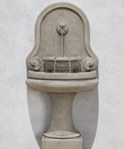 Campania Valencia 29.75" L x 17.5" W x 61.5" H Cast Stone Wall Fountain FT-151-GS - Greystone