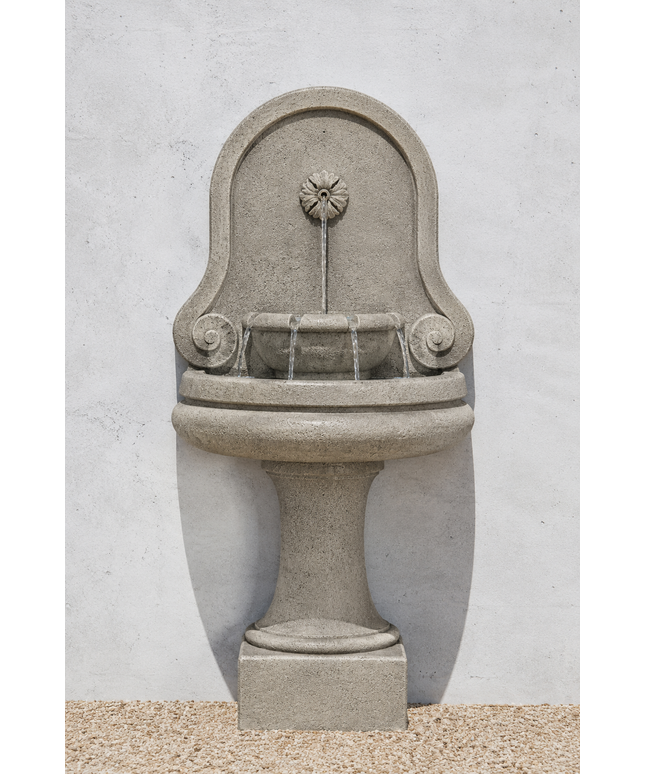 Campania Valencia 29.75" L x 17.5" W x 61.5" H Cast Stone Wall Fountain FT-151-GS - Greystone