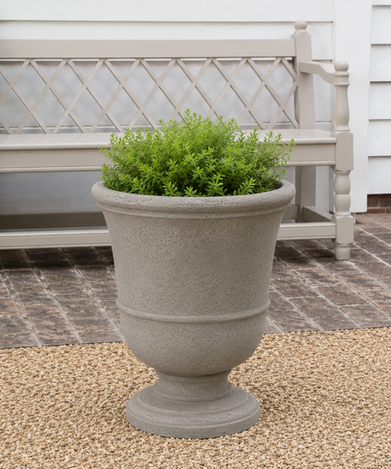 Campania Williamsburg 18" W x 22" H Round Cast Stone Orangery Urn Planter P-452-GS - Greystone