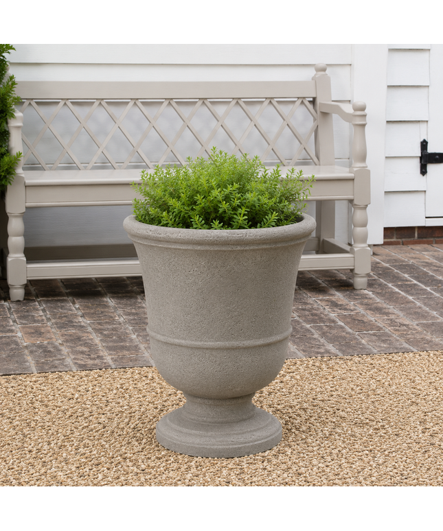 Campania Williamsburg 18" W x 22" H Round Cast Stone Orangery Urn Planter P-452-GS - Greystone