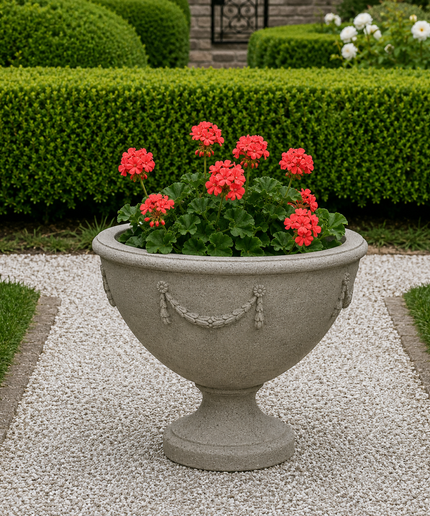 Campania Williamsburg 24.25" W x 20" H Round Cast Stone Neoclassic Urn Planter P-458-GS - Greystone