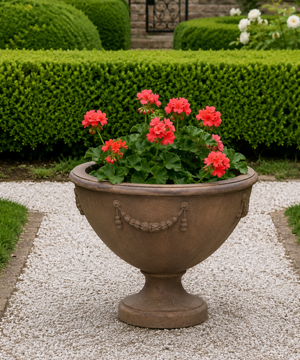 Campania Williamsburg 24.25" W x 20" H Round Cast Stone Neoclassic Urn Planter P-458-PN - Pietra Nuova