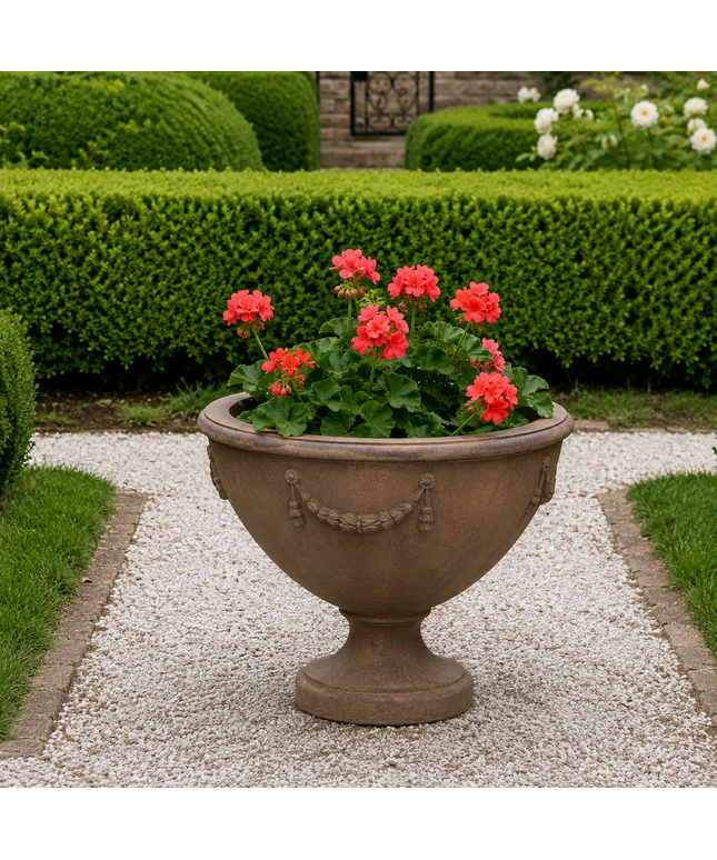 Campania Williamsburg 24.25" W x 20" H Round Cast Stone Neoclassic Urn Planter P-458-PN - Pietra Nuova