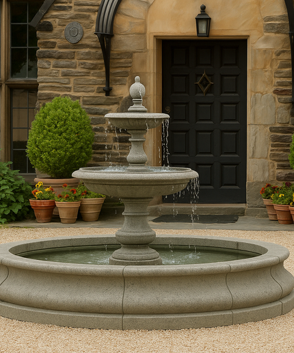Campania Caterina 82" W x 64" H Cast Stone Fountain in Basin FT-193-GS - Greystone