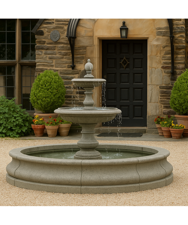 Campania Caterina 82" W x 64" H Cast Stone Fountain in Basin FT-193-GS - Greystone