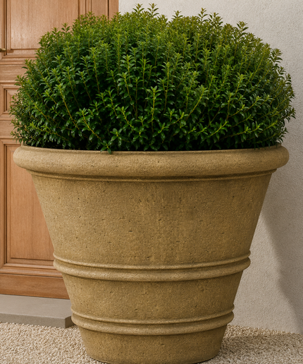 Campania Classic Rolled Rim 40" W x 31.5" H Round Large Cast Stone Planter P-903-AL - Aged Limestone