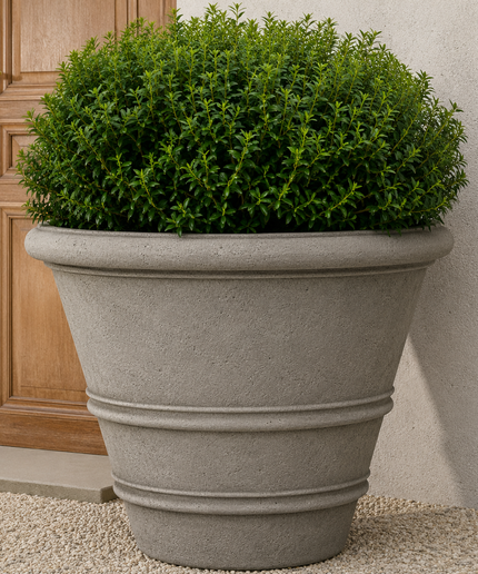 Campania Classic Rolled Rim 40" W x 31.5" H Round Large Cast Stone Planter P-903-GS - Greystone