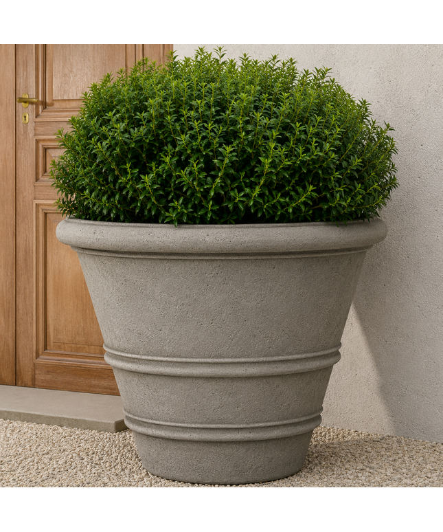 Campania Classic Rolled Rim 40" W x 31.5" H Round Large Cast Stone Planter P-903-GS - Greystone