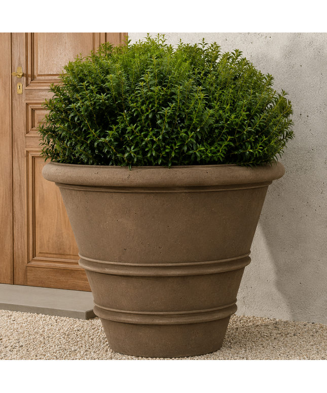 Campania Classic Rolled Rim 40" W x 31.5" H Round Large Cast Stone Planter P-903-PN - Pietra Nuova
