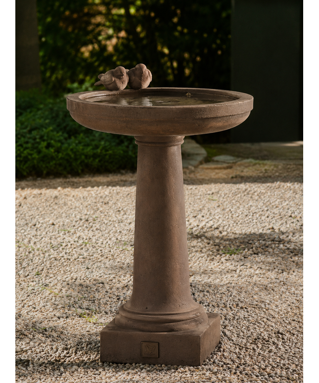 Campania Juliet 24" L x 22" W x 34" H Cast Stone Birdbath B-143-PN - Pietra Nuova