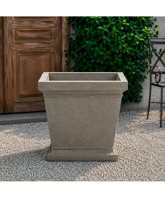 Campania Madison 27.25" W x 25.25" H Square Large Cast Stone Planter P-872-GS - Greystone