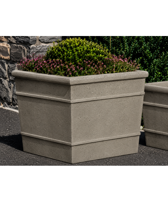 Campania Marin 28.5" W x 24.75" H Large Square Cast Stone Planter P-736-GS - Greystone
